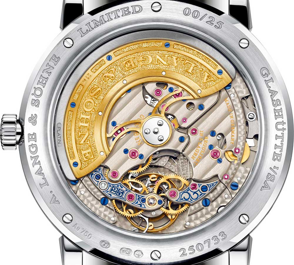 a lange sohne richard lange secondes sautantes caseback closeup