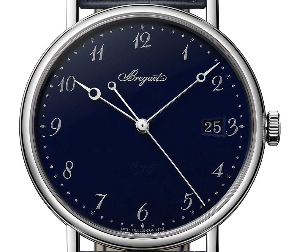 breguet classique 5177 email bleu grand feu closeup