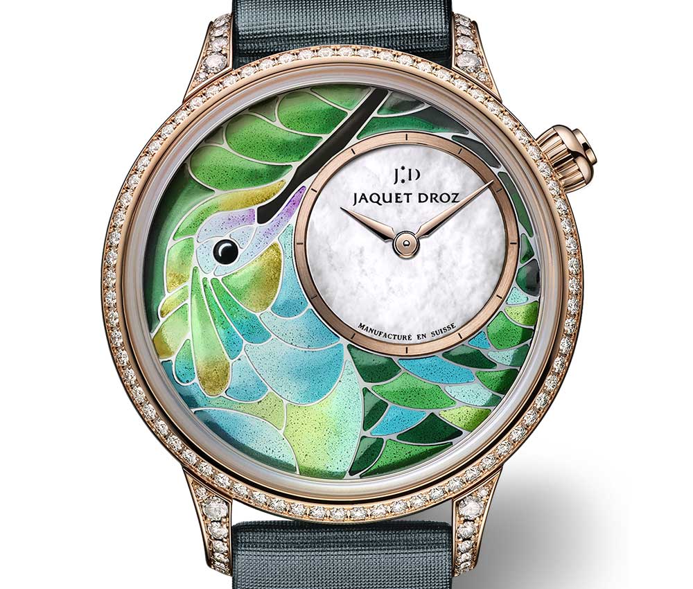 jaquet droz smalta santa clara colibri closeup