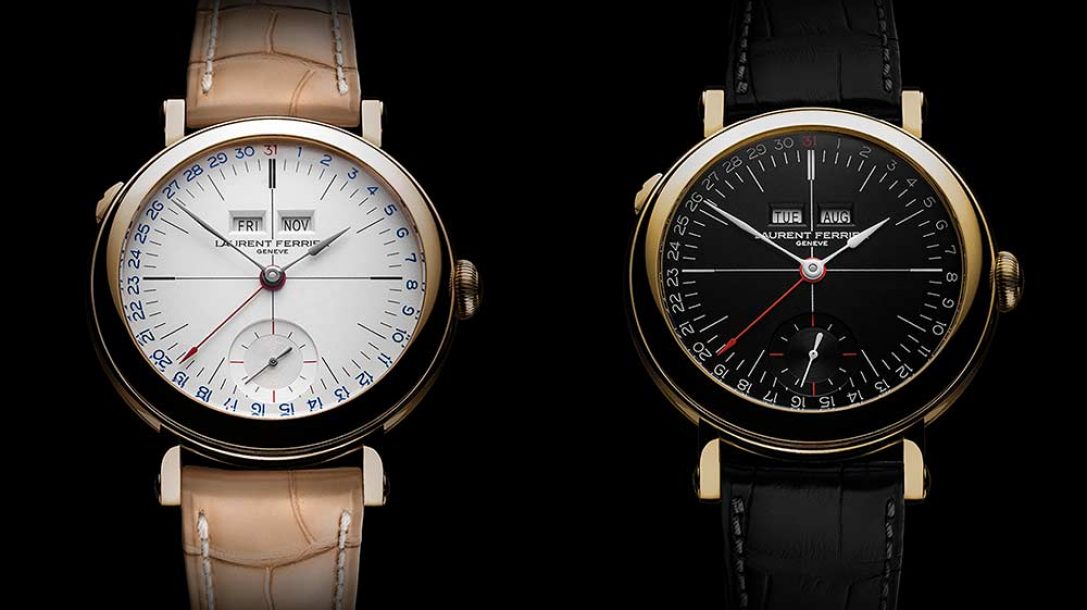 GALET ANNUAL CALENDAR SCHOOL PIECE OPALINE BLACK & WHITE Laurent Ferrier