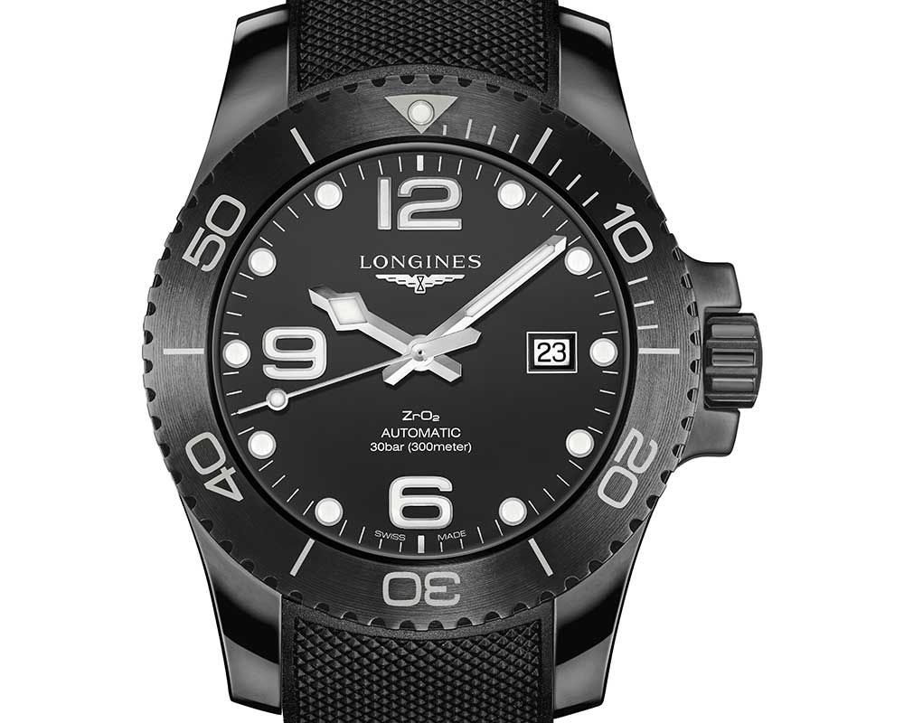 longines hydro conquest ceramic closeup